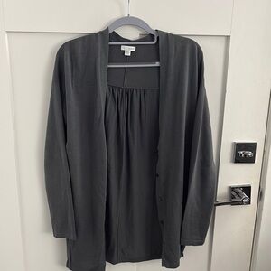 Elegant Dark Gray Open-Front Blazer